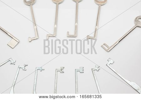several lockpicking to open a lock on a door