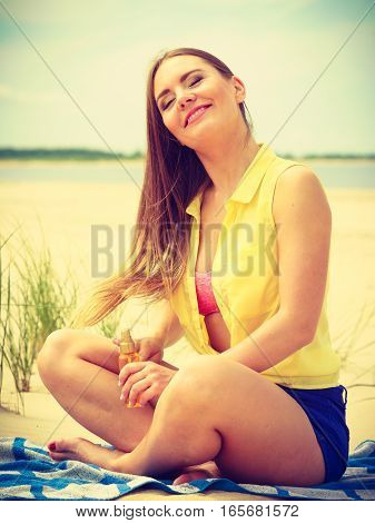 Woman With Sun Oil.
