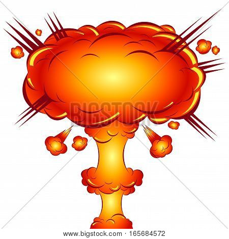 isolated vector cartoon illustration of a bomb blast in style comics