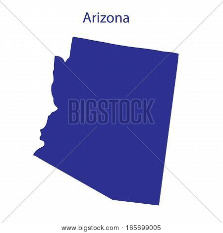 United States Arizona. Dark blue silhouette of the state on its borders.