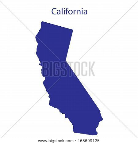 United States California. Dark blue silhouette of the state on its borders.