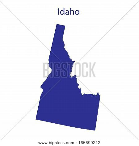 United States Idaho. Dark blue silhouette of the state on its borders.