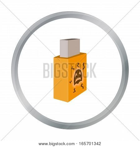 USB with virus icon in cartoon design isolated on white background. Hackers and hacking symbol stock vector illustration.