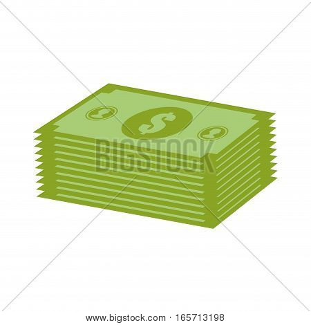 money bills or wad of cash over white background. colorful design. vector illustration
