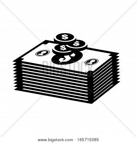 money bills or wad of cash over white background. vector illustration