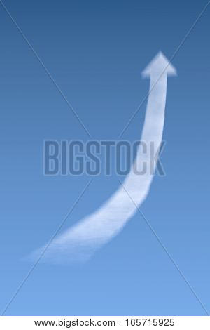 Success white growth cloud with a blue sky background