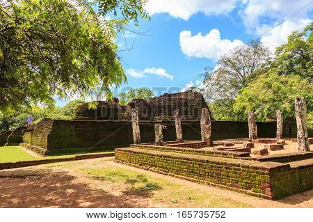 Ruins of ancient Singhalese capital city Polonnaruwa in Sri Lanka