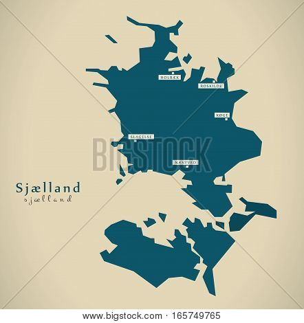 Modern Map - Sjaelland Denmark Dk Illustration