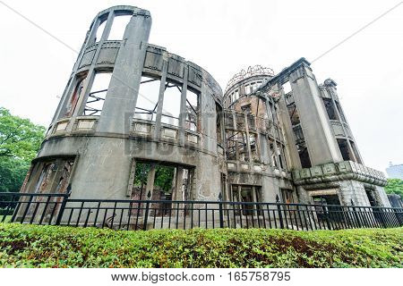 Ultra wide angle view of Hiroshima Bomb Dome, Japan.