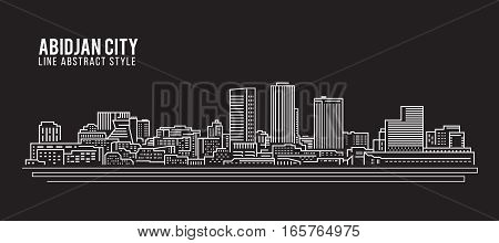Cityscape Building Line art Vector Illustration design - Abidjan city