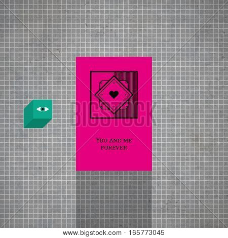 Modern Design Card Template With Mystic Symbols And Wacky Colors. Useful For Invitations, Postcards