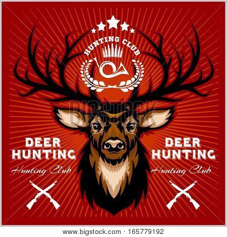 Hunting club emblems set. Wild animal deer.