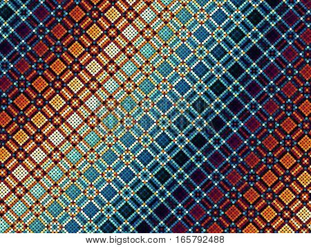 Unusual geometrical plaid of polka dot pattern
