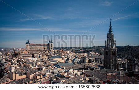View of the medevil town of toledo spain
