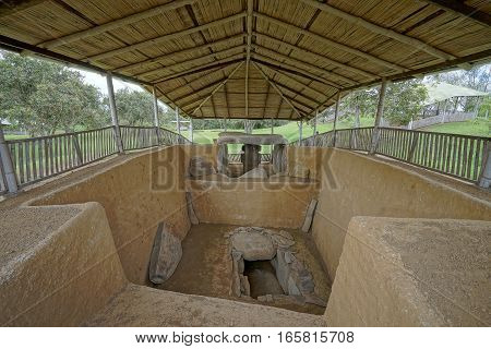 ancient grave in the San Agustin archeological park Colombia