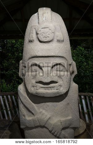 ancient pre-columbian tomb in San Agustin Colombia in ALtos de los Idolos San Agustin Colombia