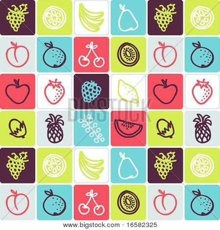 fruits check pattern - illustrations - icons set -