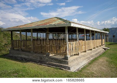 tin roofed protective cover for the pre-columbian tombs of Tierradentro Colombia