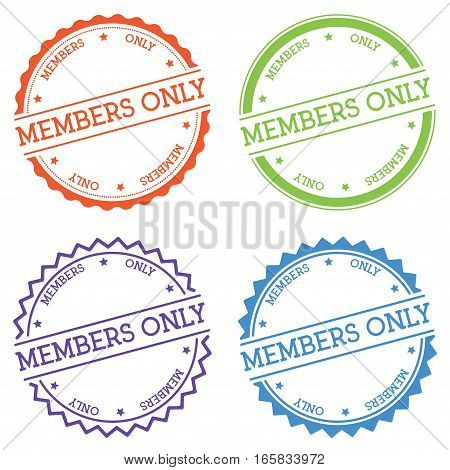 Members Only Badge Isolated On White Background. Flat Style Round Label With Text. Circular Emblem V