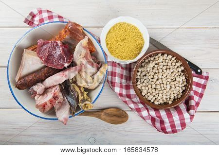 Cocido A Spanish Stew With Assortment Of Meat And Chikpeas
