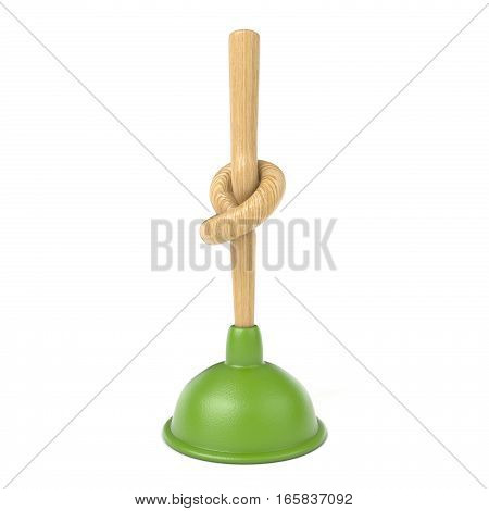Plunger with knotted handle 3D rendering illustration isolated on white background