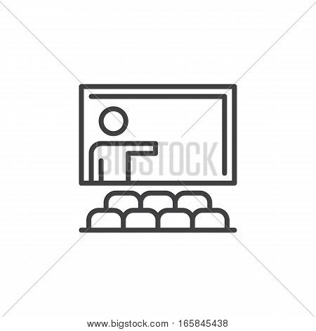 Training seminar line icon outline vector sign linear pictogram isolated on white. Classroom symbol logo illustration
