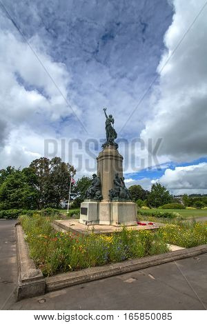 EXETER DEVON UK 11 July 2016: Monument in memory of the fallen in World War II