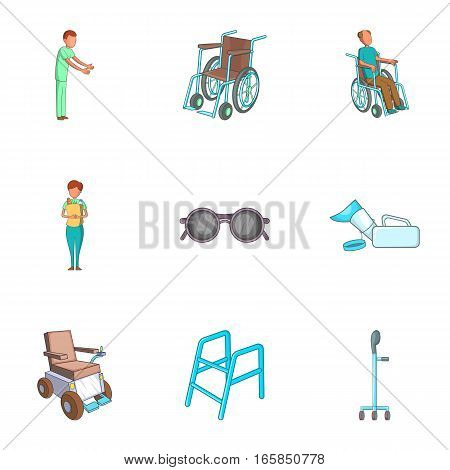 Care, help and accessibility icons set. Cartoon illustration of 9 care, help and accessibility vector icons for web