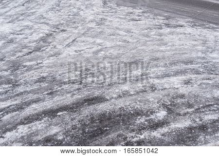 Icy Road In A Winter's Day