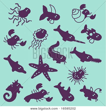 Meeres Animals silhouettes