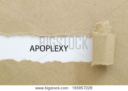 APOPLEXY word written under torn paper .