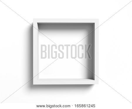 Simple white box shelf isolated on white background