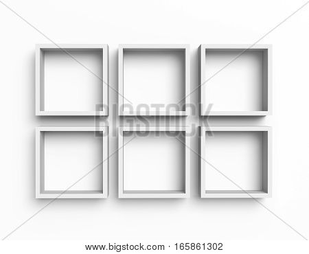 Simple white box shelves isolated on white background