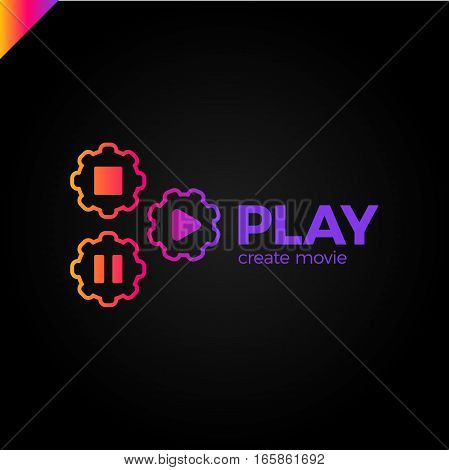 Play Icon With Video Gear Logo - Made Movie Company