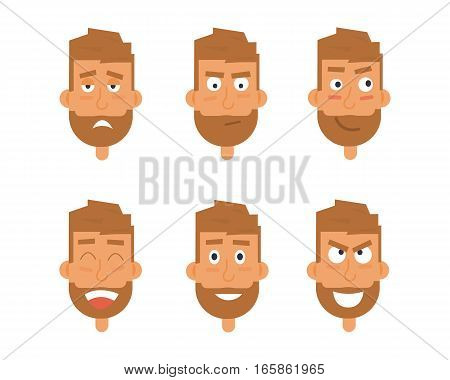 Businessman generation of various expressions. Emotions faces vector characters