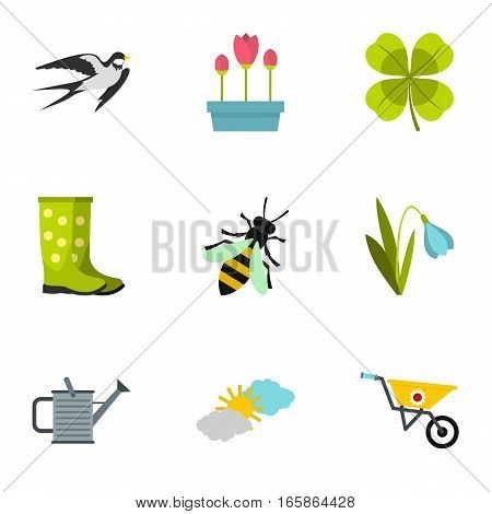 Tending garden icons set. Flat illustration of 9 tending garden vector icons for web