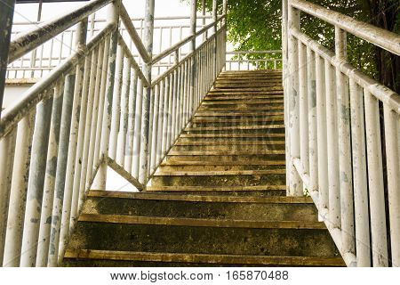 Stairs to pedestrian bridge or overpass photo taken in Depok Indonesia java