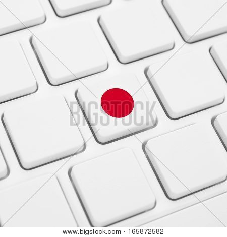 Japanese Language Or Japan Web Concept. National Flag Button Or Key On Keyboard