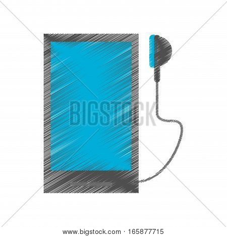 drawing smartphone mobile music earphones audio vector illustration eps 10