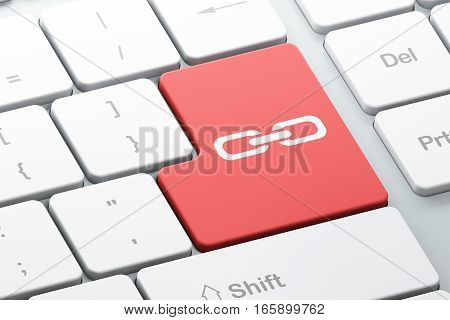 Web development concept: Enter button with Link on computer keyboard background, 3D rendering
