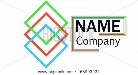 logo company name interlocking squares, simple elegant logo binding of three squares, vector easily edit