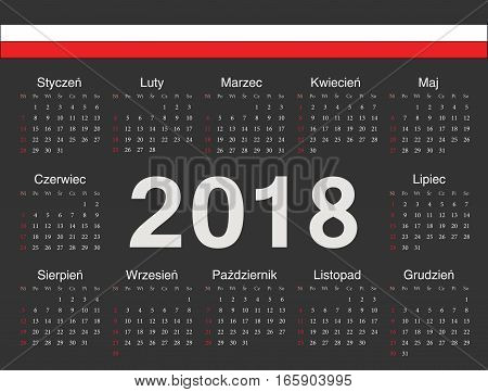 Vector Black Polish Circle Calendar 2018
