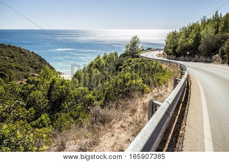 Walking along the coastline in Algarve, Portugal