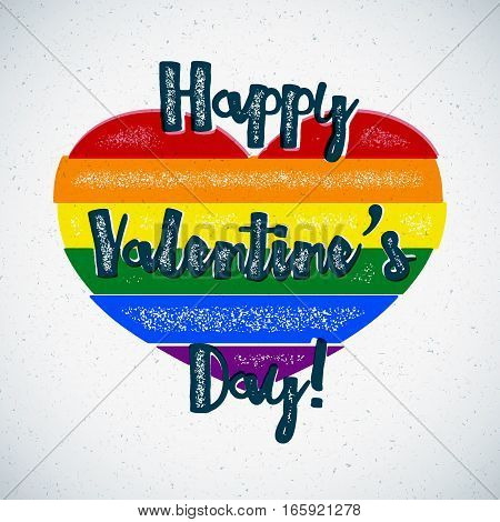 Rainbow Valentines Day card with gay heart and shifted colors