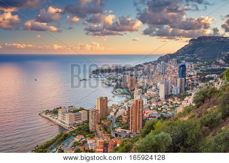 Monaco. Cityscape image of Monte Carlo, Monaco during summer sunset.