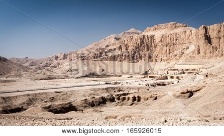 The Mortuary Temple of Queen Hatshepsut on the west bank of the Nile near to the Valley of the Kings.