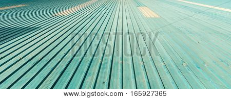 Architectural detail of metal roofing on commercial construction