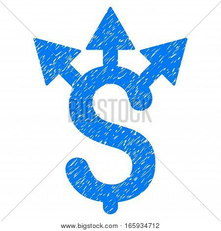 Expences grainy textured icon for overlay watermark stamps. Flat symbol with unclean texture. Dotted vector blue ink rubber seal stamp with grunge design on a white background.