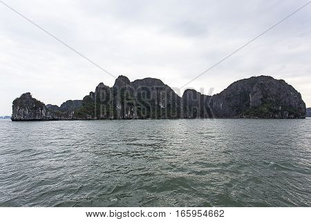 sea landscape from boat. Ha Long Bay Vietnam