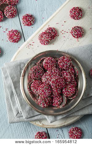 Valentine's Red And White Chocolate Nonpareils